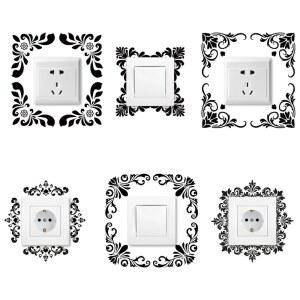 AHANDMAKER 6종 빈티지 플로럴 스위치 스티커, 레트로 모서리 벽 스티커 블랙 패턴 조명 천장 선반 침실 거실 교실용