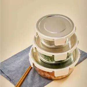 유리용기 스텐 내열 글라스팩 정사각 320ml 밀폐용기 (WFK8USZ)