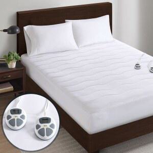 Serta 온열 매트리스 패드 Cal King 사이즈 - 전기 패드, 10가지 열 설정 컨트롤러, 자동 차단 타이머, 깊은 탄성 포켓, 최대 17인치 매트리스, ETL 인증, 세탁기 세척기, King, 흰색