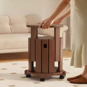 스툴의자 폴딩 원목스툴 원형 바퀴 이동식 낮은