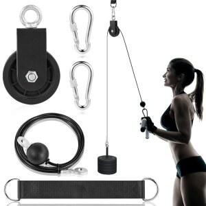 [미국배송] 3.54 케이블 풀리 360 회전 트랙션 휠(카라비너 및 스트랩 포함) DIY 체육관 시스템을 위한 무소음 매끄러운 탈착식 부착 리프팅 블록 사다리 리프트 호이스트 의류 라인 포함