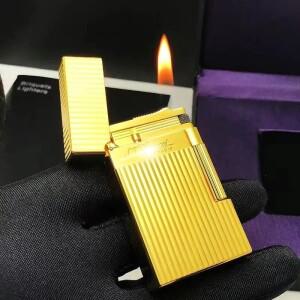 라온식 L1/L2 D 브랜드 옵션 제공 빈티지 실버 골든 스트라이프 라인 구리 부탄 라이터 컬렉션