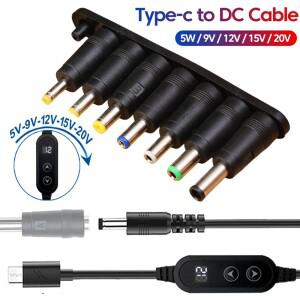 타입 C to DC PD 어댑터 케이블 (5V/9V/12V/15V/20V 부스트 라인 조절 가능) - 와이파이 공유기/노트북용