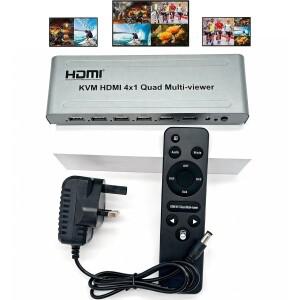 4K HDMI 멀티뷰어 4x1 쿼드 심리스 스위처 4 입력 1 출력 1080p 6 디스플레이 모드 키보드  마우스 통과 지