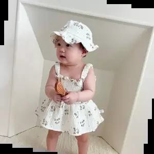 아기바디슈트 플라워 쫄쫄이 아동 민나시 바디슈트 모자세트 205131