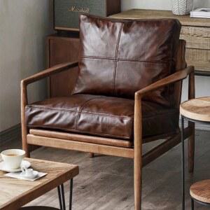 북유럽 1인용 휴식 싱글 암체어 안락 의자 소파 가죽