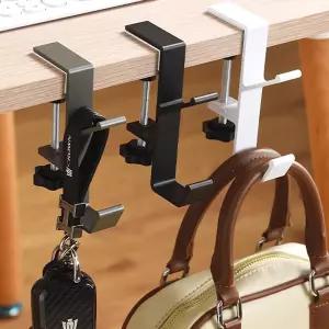 2단 무타공 책상 가방걸이 / 책가방 사무실 파티션 후크 선반 거치대 고리