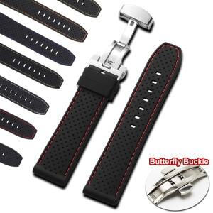 [호환품]방수 소프트 러버 스트랩 20mm 프리미엄 실리콘 시계 밴드 버터플라이 버클  교체용 범용