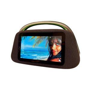 [포르르] 10.1 u201D 터치스크린 u2013 안드로이드 13 엔터테인먼트 허브, 80W 강력한 사운드, 유튜브, 넷플릭스 및 스포티파이 스트리밍, 노래방 기타 입력 기능을 갖춘 NeoBoomBox 스마트 휴대용 스피커, 8 u20139