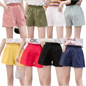 여성 반바지 코튼 린넨 면바지 밴딩 비비드 핫팬츠