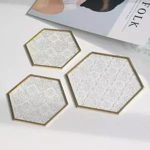 골드 DFU010Q3 유리 인센스 콘 스틱 홀더 티코스터 받침대 향멍