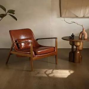 1인 쇼파 암체어 원목 부클레 패브릭 부클 린넨 1인용