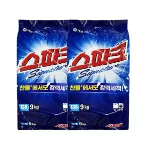 스파크 시그니처 찬물에 잘녹는 가루세제 일반 드럼 겸용 리필 9kg x 2개