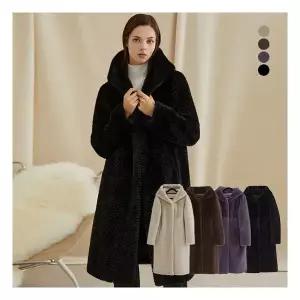 엘루아 VEGAN FAUX 밍크 후드 롱 코트 4종택1