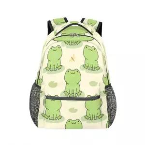 어린이 남아 여아용 동물 백팩 학교 책가방, 여행용 노트북 백팩 책가방 하이킹 캠핑 데이팩, 개구리, 모던