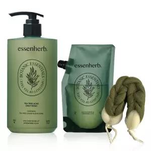 에센허브 티트리 아크네 데일리 바디워시 500ml+300ml+샤워타올/ 등드름 피부진정