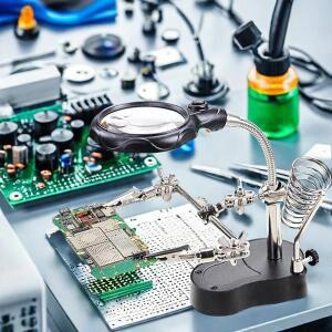 조정 가능한 용접 클립 확대경, 전기 회로 기판 수리 다리미 브래킷, LED 조명, 데스크탑 루페, 3.5X, 5X,