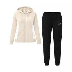 푸마 PUMA 스웨트 폴리스 기모 후드집업 여성 트레이닝세트 운동복 짐웨어 런닝복 아이보리 블랙 690738-87