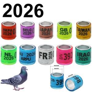 100Pc 2025/2026 알루미늄 플라스틱 비둘기 발 반지 번호 문자 새 다리 로그인 비행 경주 식별 서클 순례자