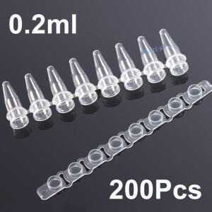 8열 PCR 스트립 튜브 0.2ml 8 - 아가로스 유전자 실험용 커버 마이크로 플라스틱 있는 원심분리기 200Pcs