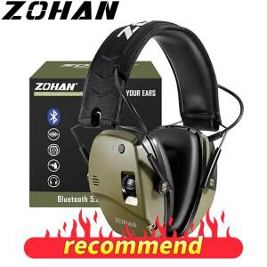 ZOHAN 블루투스 청력 보호 헤드폰 전자 슈팅 귀마개 소음 감소 귀 머프 사냥 전술 커버