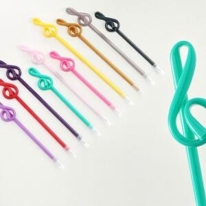 [2개구성] 리크플 10P 아이디어 팬시 검정 검은색 필기용 높은음자리표 디자인 볼펜 EWF74D85