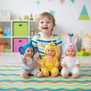 소프트 큐티캡 인형 3종세트 아기인형 역할놀이 엄마놀이 애착인형 젖병 우유먹이기 소꿉놀이