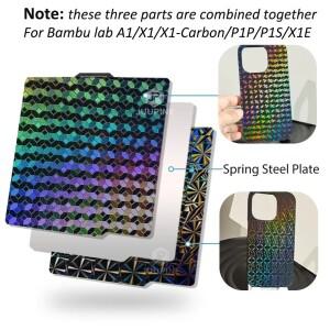 홀로그램 빌드 플레이트 257x257 풍차 다이아몬드 볼 양면 파이 뱀부 랩 A1 P1s X1 3D 프린터 부품