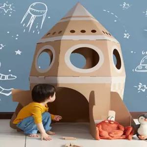 대형 페이퍼 하우스 놀이 박스집 우주선 골판지 아지트 박스 장난감 종이집