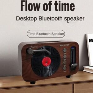 레트로 우드 블루투스 스피커 베이스 다이어프램 포함 미니 휴대용 FM 라디오 MP3 플레이어 지지대 USB AUX