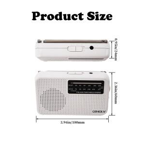 미니 FM/AM 2밴드 라디오 3.5 헤드폰 잭 1W 스피커 시끄러운 사운드 180도 고성능 안테나 가정의 좋은 친구