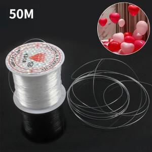 50m 플랫 와이어 비드 탄성 크리스탈 실 풍선 줄 보석 꽃 루프 투명 나일론 보이지 않는 낚싯줄