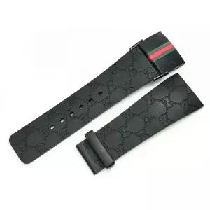 미국 26mm 아이구찌 1142 정품 OEM 교체용 검은색 고무줄 가죽 시계줄 구찌 YA114207 새것 147012307487