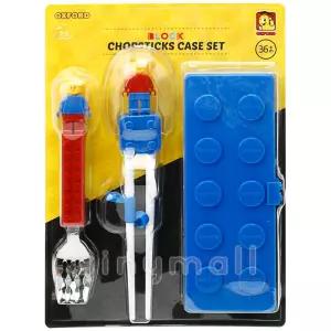 옥스포드 블럭 3종 수저포크케이스세트(오른손)(블루)(200640)아동식기 유아 숟가락 캐릭터 다용도 어린이