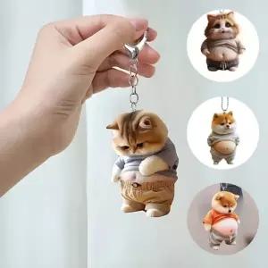 뚱냥이 시바견 아크릴 키링 병맛 웃긴 친구 선물 에어팟키링 강아지 고양이 열쇠고리 키링 백참 가꾸 참