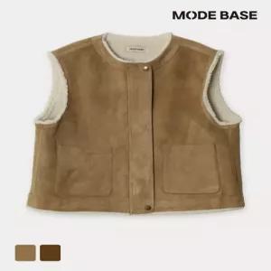 [모드베이스]모드베이스 (N) 머핀 무스탕 조끼 스웨이드 베스트 아우터