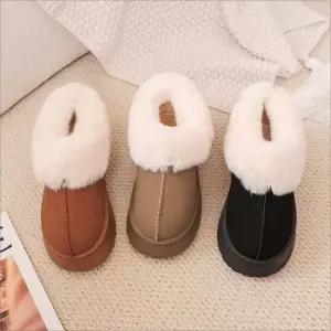 여성 통굽 스웨이드 발목기장 털부츠 키높이 퍼슬립온 3색 여성워커 여자워커 워커부츠