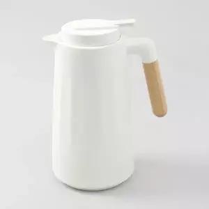 이중 진공 보온 보냉 주전자 1L 화이트 원터치 내열유리 커피차