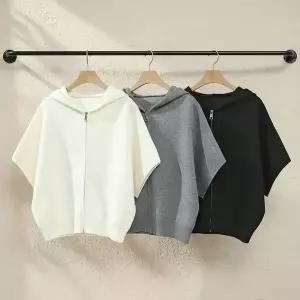 [NS홈쇼핑][샵앤] 여성 무지 가오리핏 7부 후드 니트 집업 가디건 DGB-WCD-5106..