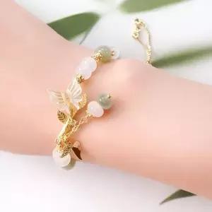 H35 화전옥 자개나비 행운팔찌 소원팔찌 원석팔찌