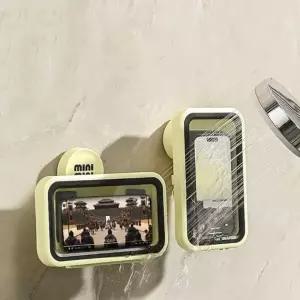 (색상 베이지)무타공 욕실 핸드폰 거치대 회전형 핸드폰 거치대 방수 휴대폰 받침대