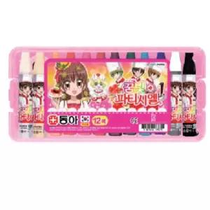 초등 학교 여아용 핑크 캐릭터 크레파스 12색 미술 학습 준비물 부드러운 6살 7살 단체 선물 크래용 오일