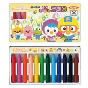 뽀로로 손에 묻지 않는 어린이 아기 크레파스 12색 어린이집 미술 크레용 활동 아동 용품 초등 학교 학습