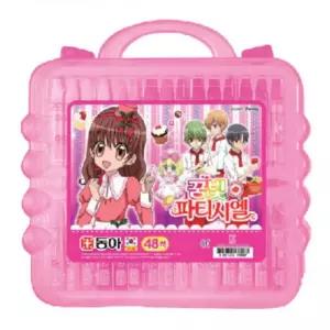 랜덤 48색 부드러운 초등 학생 여아용 핑크 캐릭터 크레파스 6살 7살 단체 선물 크래용 학교 준비물 오일