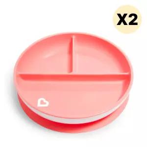 스엔코샵 흡착이유식식판 아기그릇 이유식용기 핑크2p BNS