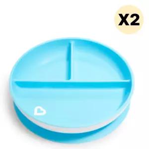 스엔코샵 흡착이유식식판 아기그릇 이유식용기 블루2p BNS