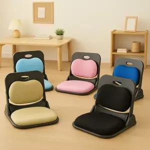 슬립접이식 등받이요추 쿠션포함 좌식의자(블랙) BJ3333