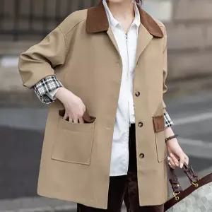 [패션시그널]코듀로이엣지 싱글트렌치하프코트 4F109D