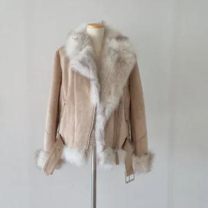 4002377 나이스클랍(NICE CLAUP) 라이더 여우털 숏 무스탕/알쓸중고