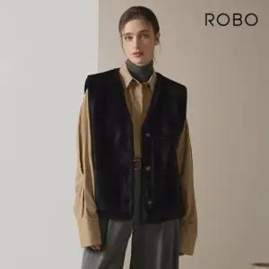 로보 리버시블 V넥 무스탕 베스트